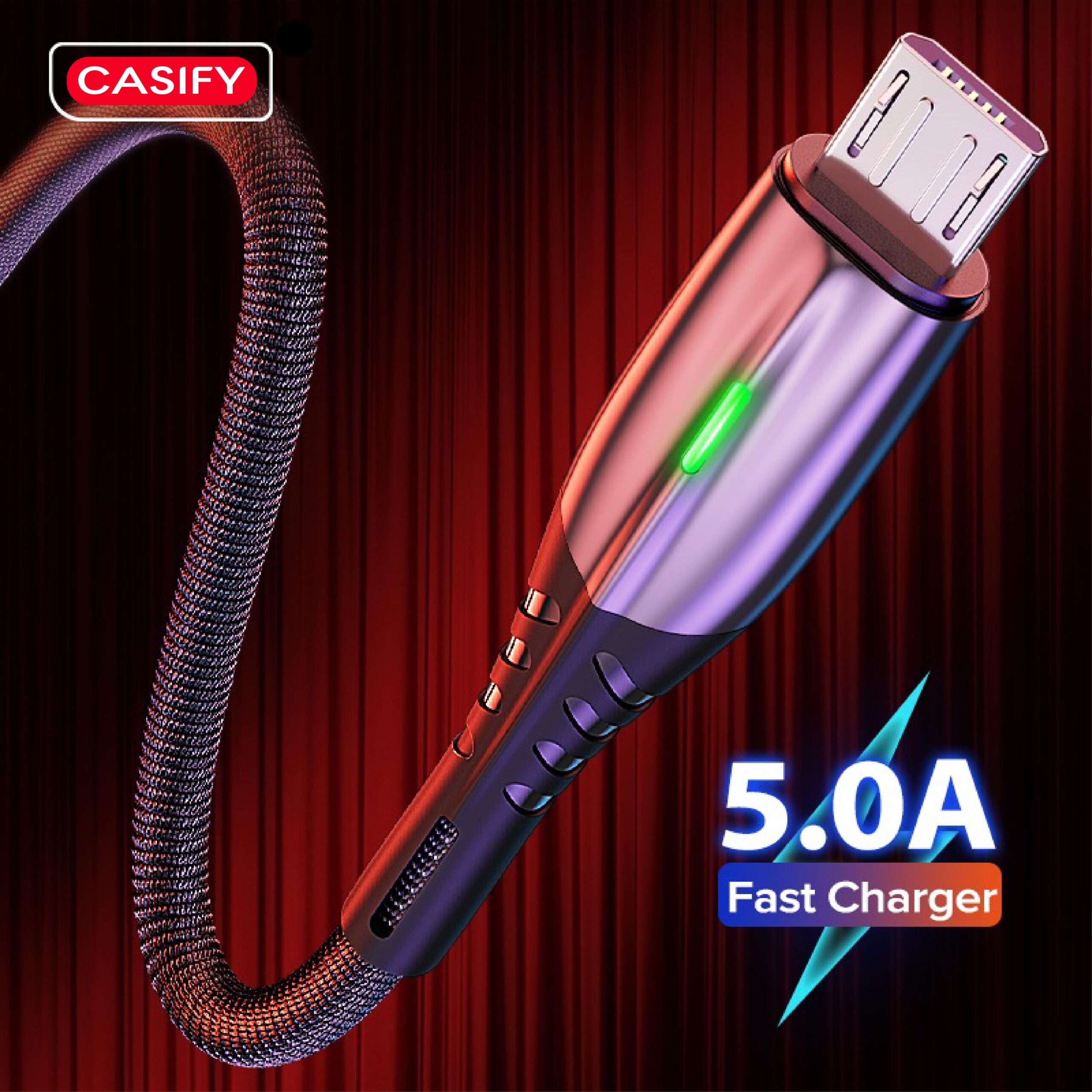 1c5a903a938c1dd28546207bf620cf24 CASIFY CM02 5A Micro USB Cable Fast Charging Cable Braided Metal Cable - Image 1