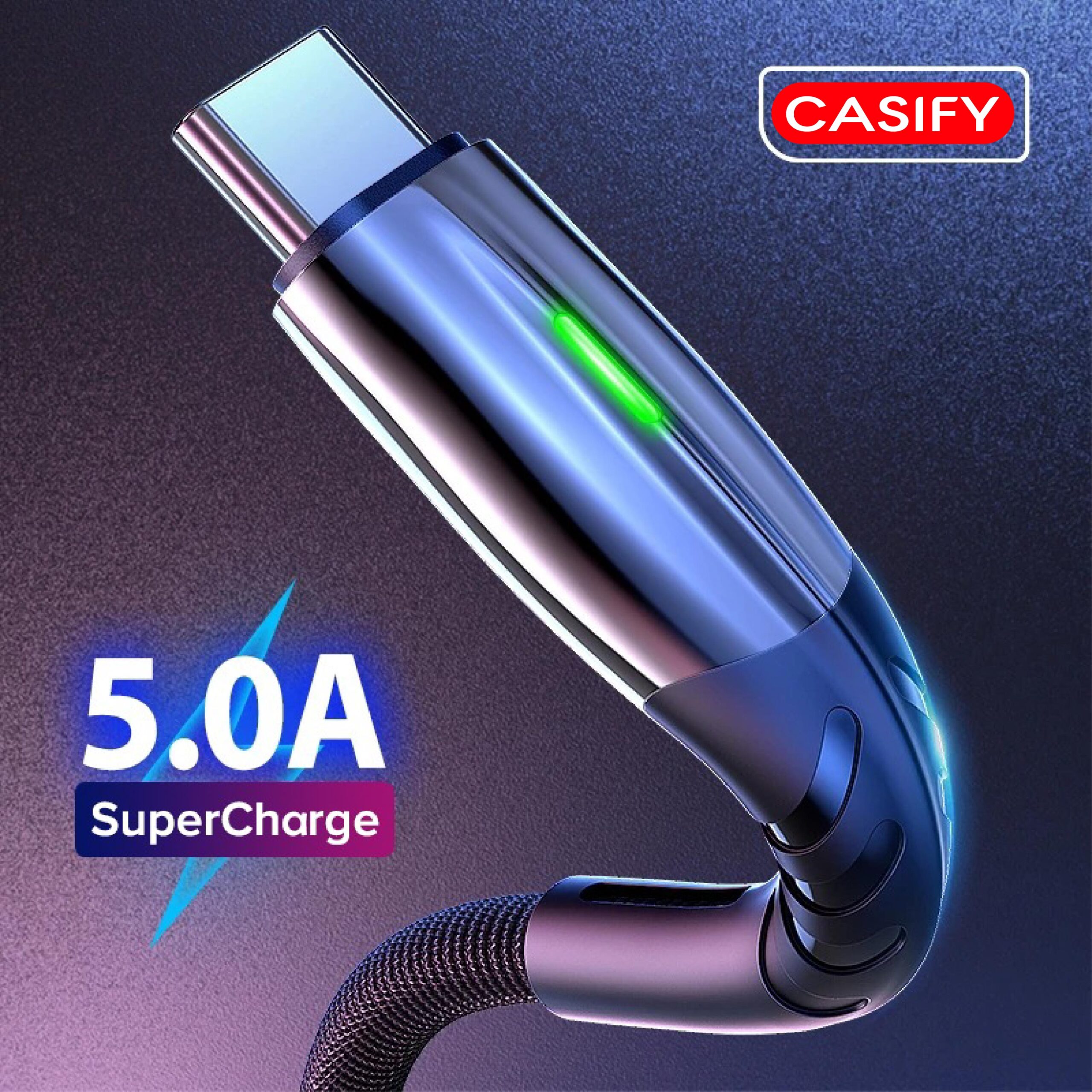 a3e180d47c9a256b317d77faae17e902 CASIFY CT02 01 5A Type C Cable Fast Charging Cable Braided Metal Cable - Image 1