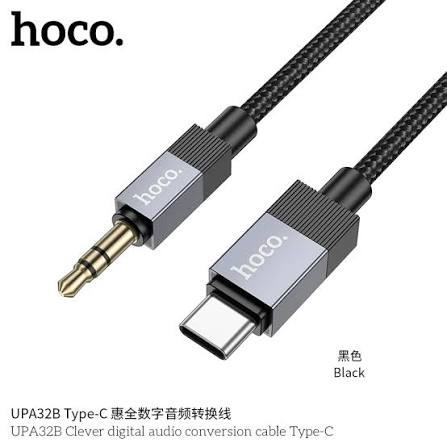 images (17) Hoco UPA32B Clever Type-C Digital Hoco Audio Converter Cable Type C To 3.5mm Male Audio Cable For all Type C Male Aux Cable Smartphone Audio Adapter Sound Card - Black - Image 1