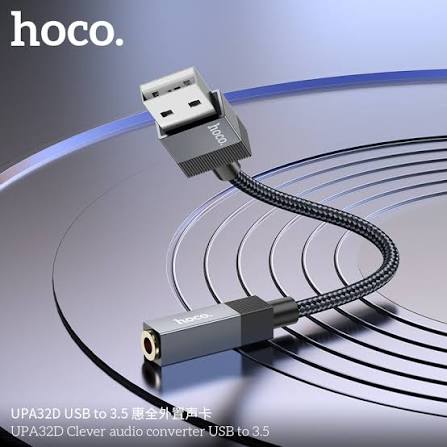 images (20) HOCO UPA32D smart Hoco audio converter from USB to 3.5mm USB External Audio Sound Card Adapter for 3.5m Earphones Microphone Usb to 3.5mm female Sound Card Sound Adapter Sound Card - Image 1