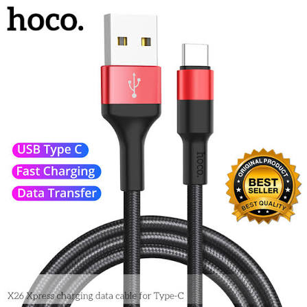 images (24) Hoco X26 3A Type C Cable Express Fast Charging Cable Data Cable Black 1M - Image 1