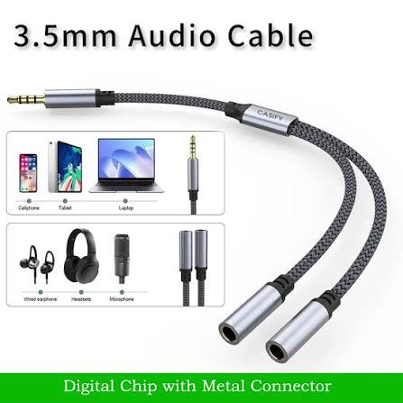 images (3) CASIFY G1 Nylon Braided 3.5mm to 3.5mm Female Cable AUX 2in1audio Cable Audio Splitter Cable 1 Male Input to 2 Female Output 3.5mm Stereo Jack 2in1 - Image 1