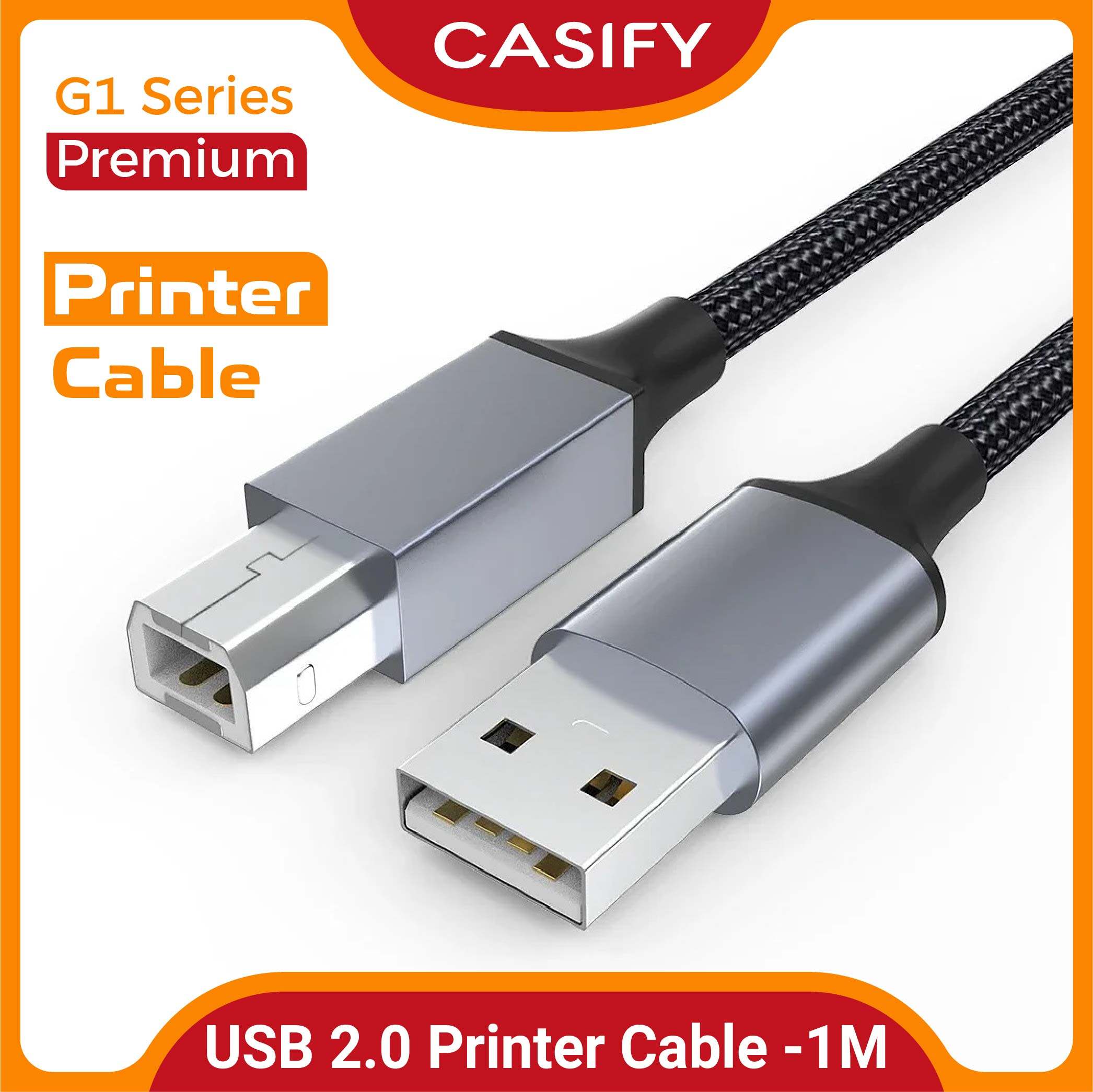 67ca48126db6adbd3be5fb8b79aa248c CASIFY G1 USB Printer Cable 1.5M Black Usb 2.0 Printer Cable 1 Meter - Image 1