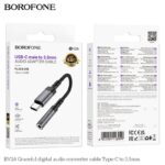 BoroFone BV24 Type-C audio conversion cable to 3.5mm Female Audio Converter Type C to 3.5mm Female Audio Adapter Cable 15CM Digital Decoding Chips - Black - Image 2